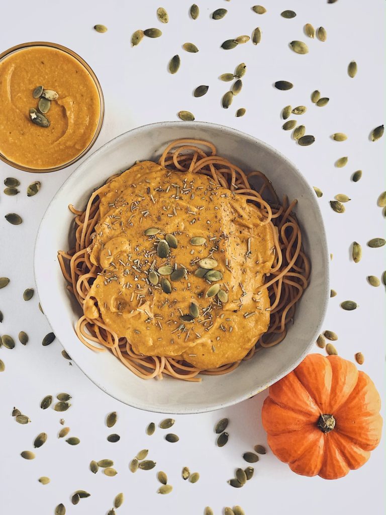 creamy vegan pumpkin pasta comfort food dinner