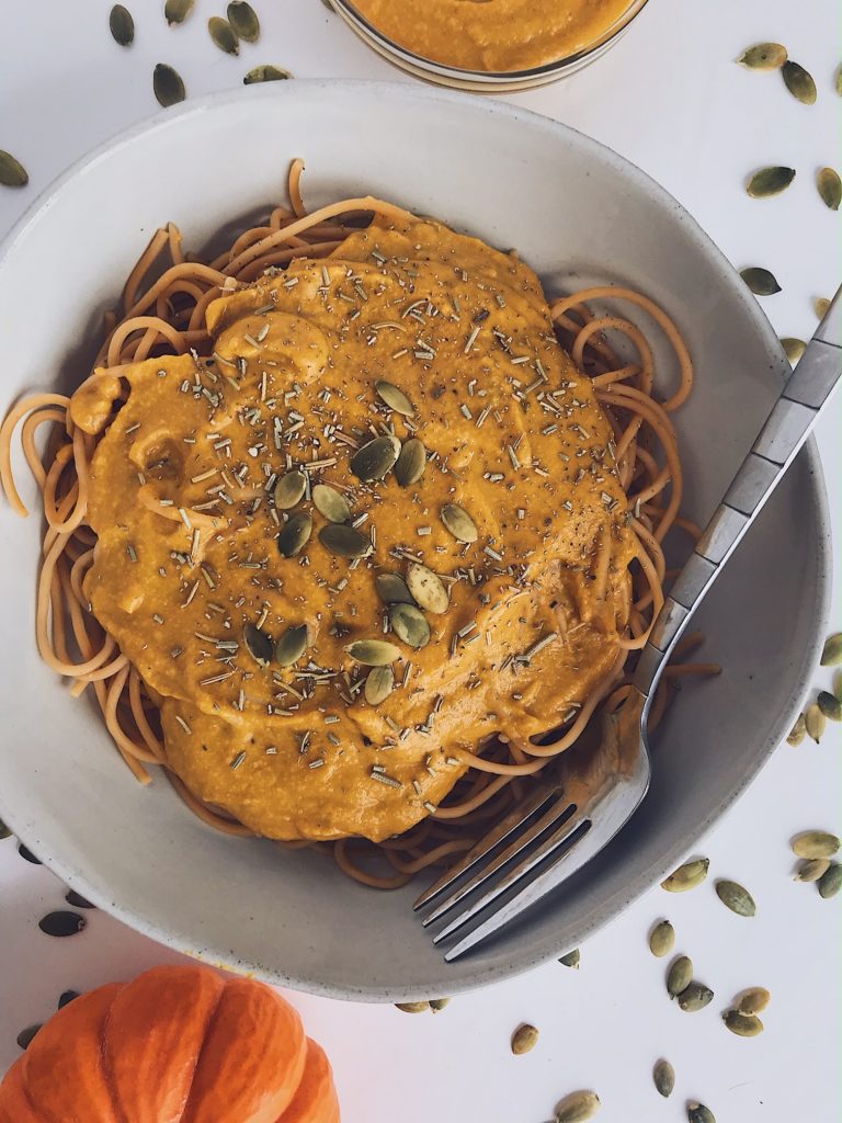 creamy vegan pumpkin pasta comfort food dinner