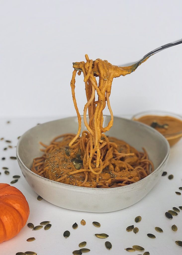 creamy vegan pumpkin pasta comfort food dinner