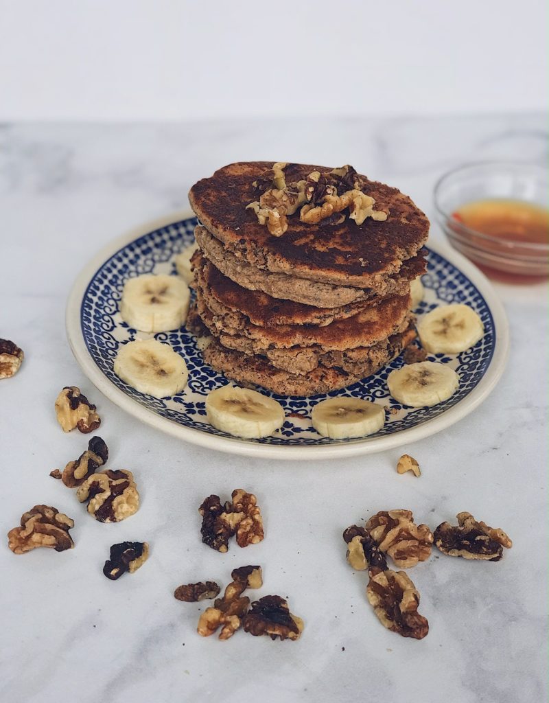 vegan paleo banana walnut pancakes